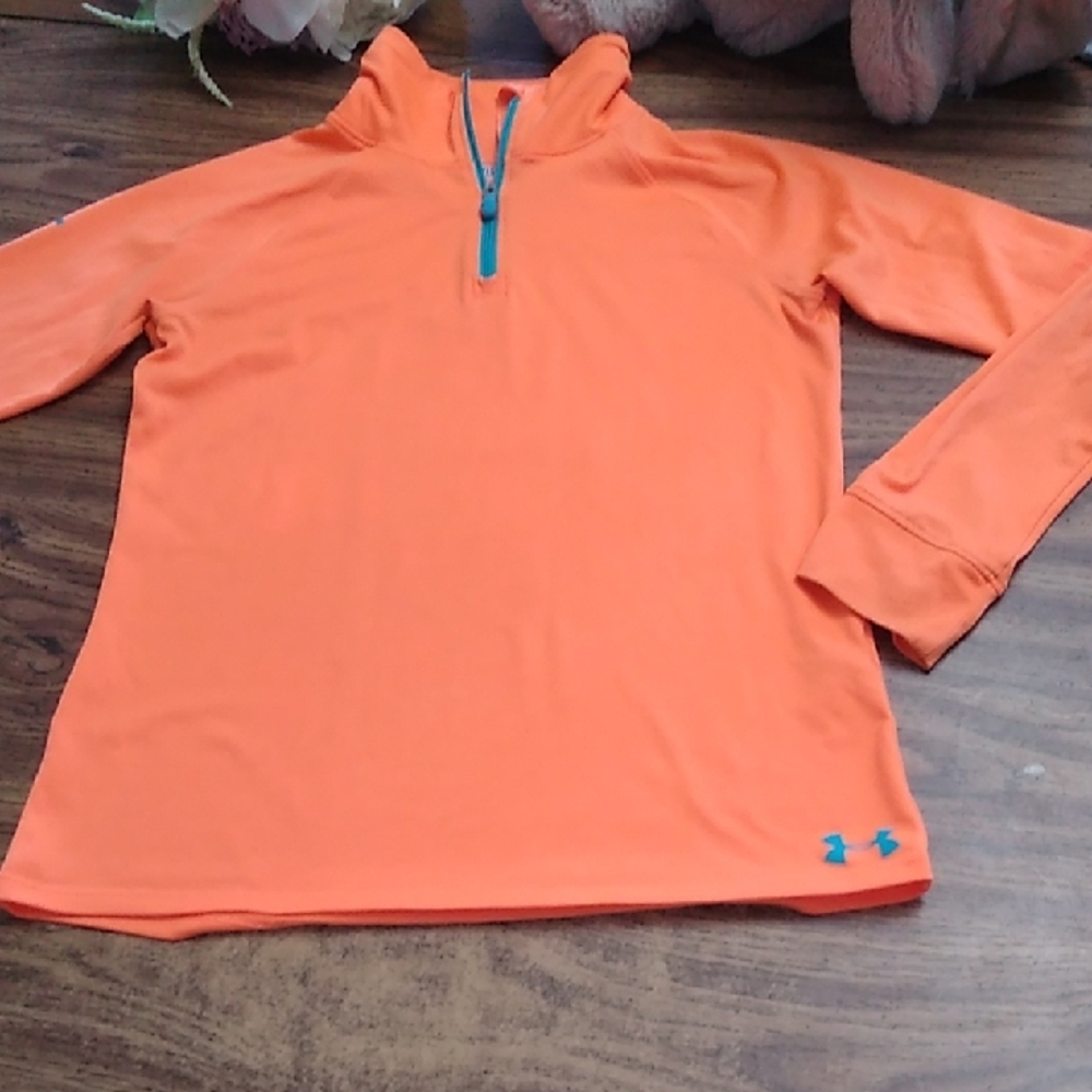 Under Armour Orange and Teal Zip Pullover Size Youth Large